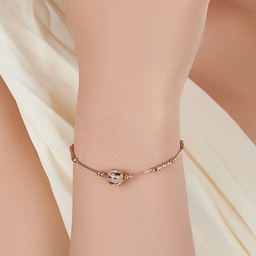 Bracelet En Argent Sterling Pour Femme Plaqué Or Rose 18 Carats Avec Perles Porte-bonheur Charmantes