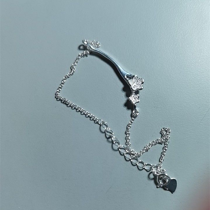 Bracelet À Breloques En Fleurs De Cerisier Mignon Pour Femme En Argent Sterling