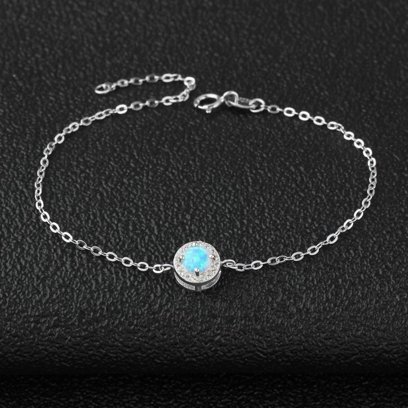 Bracelet À Breloques Opale Simple Pour Femme En Argent Sterling 925