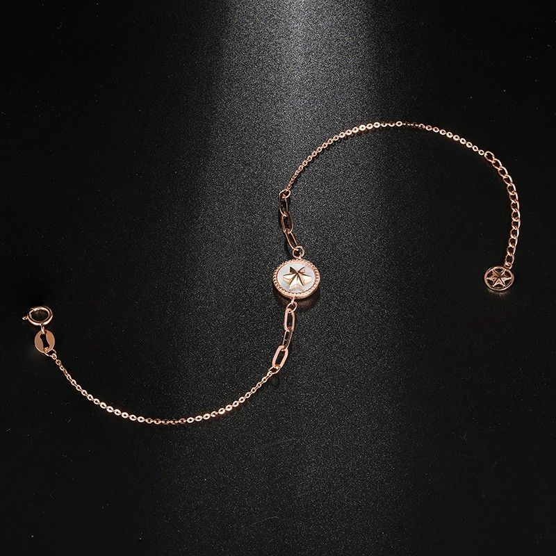 Bracelet À Breloques Unique En Forme D'étoile Rose Pour Femme En Or 18 Carats