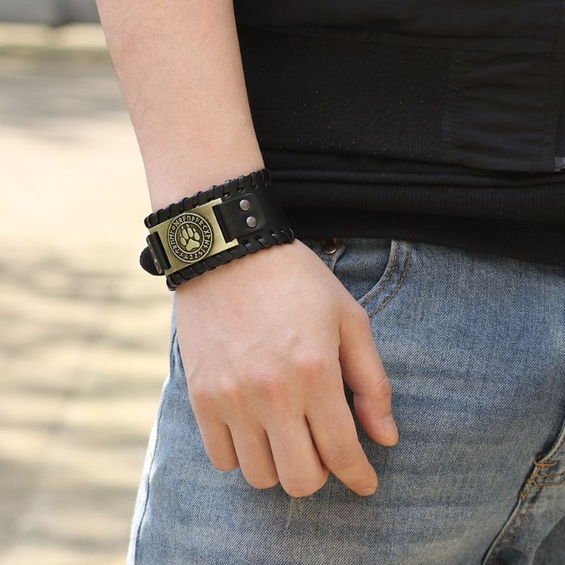 Bracelet De Ceinture En Cuir De Vache À Breloque Griffe D'ours Unique Pour Homme