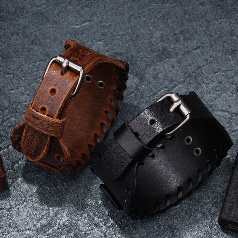 Bracelet De Ceinture En Cuir De Vache À Breloque Totem Viking Unique Pour Hommes