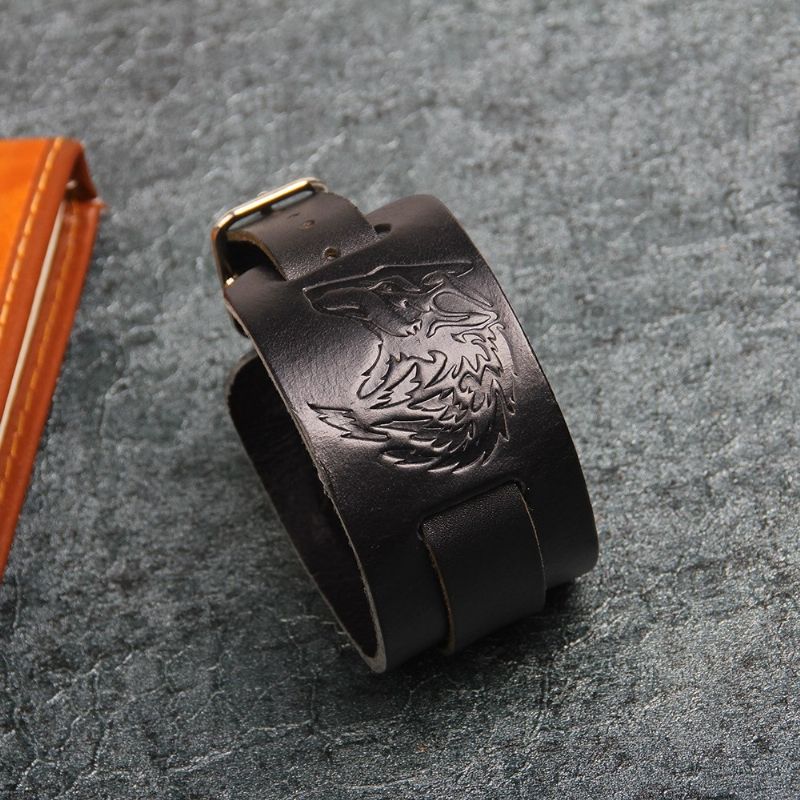 Bracelet De Ceinture En Cuir De Vache Loup Unique Pour Homme