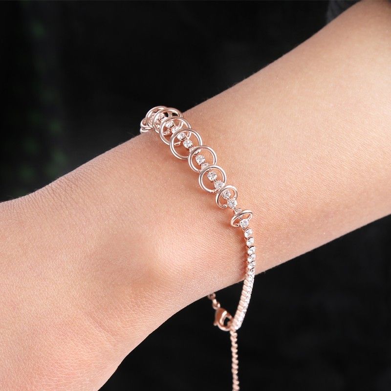 Bracelet En Cristal D'autriche D'or Rose De Mode Coréenne