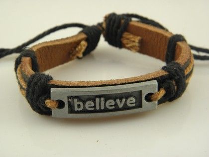 Bracelet En Cuir Fait Main Believe