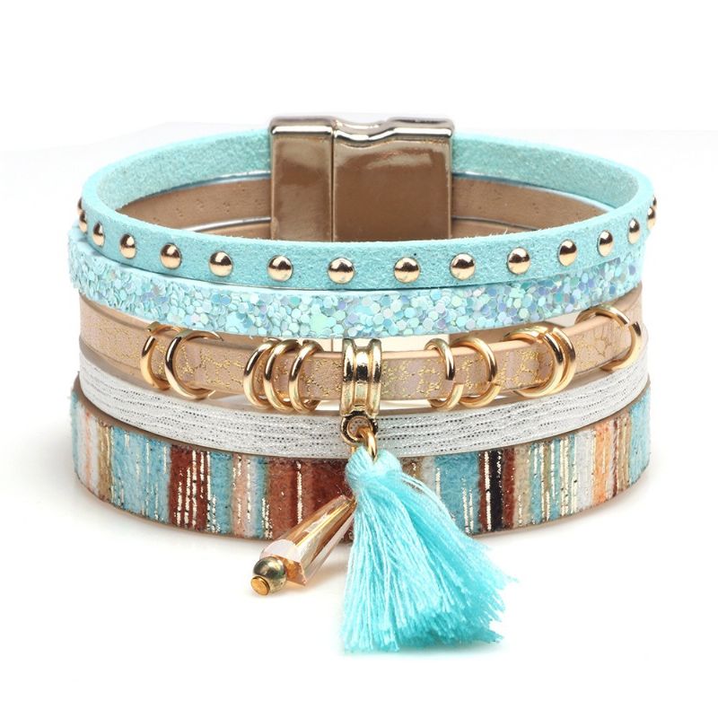 Bracelet En Cuir Mignon À 5 Brins Pour Femme