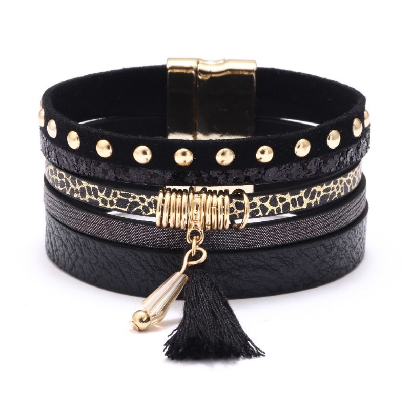 Bracelet En Cuir Mignon À 5 Brins Pour Femme