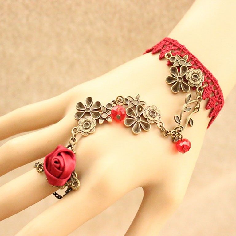 Bracelet En Dentelle De Style Vigne Fleur Rétro Bohème