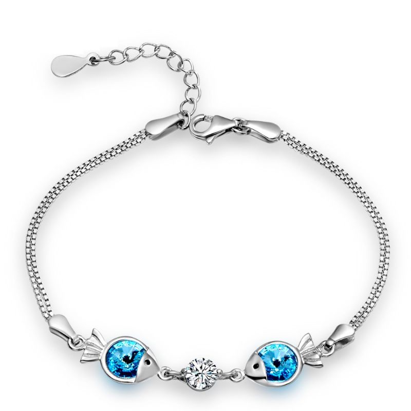 Bracelet Pour Femme En Argent Sterling 925 Incrusté De CZ Romantique