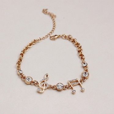 Bracelet Pour Femme Plaqué Or Avec Note De Musique Exquise En Alliage De Cristal