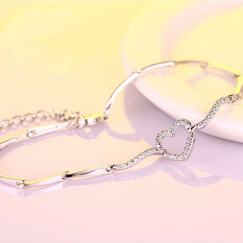 Bracelet En Forme De Coeur En Argent 925 Avec Tempérament Noble Doux Et Simple