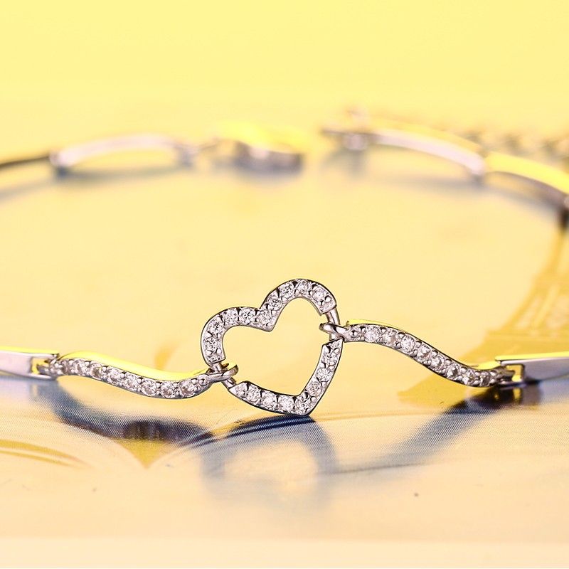 Bracelet En Forme De Coeur En Argent 925 Avec Tempérament Noble Doux Et Simple