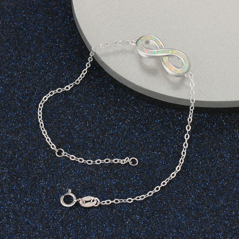 Bracelet Opale À Breloque Infini Pour Femme En Argent Sterling 925