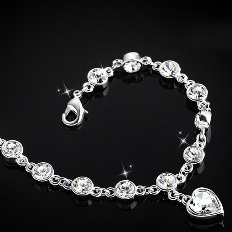 Bracelet En Or Rose Et Diamants D'amour Romantique Pour Femme