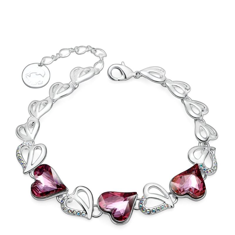 Bracelet Original En Cristal De Coeur D'ange Rose Pour Femme