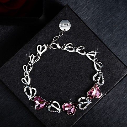 Bracelet Original En Cristal De Coeur D'ange Rose Pour Femme