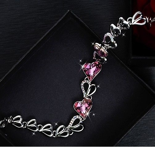 Bracelet Original En Cristal De Coeur D'ange Rose Pour Femme