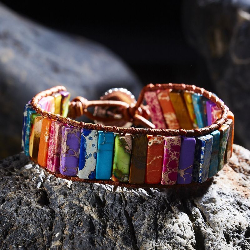 Bracelet En Pierre Arc-en-ciel Unique Pour Femme