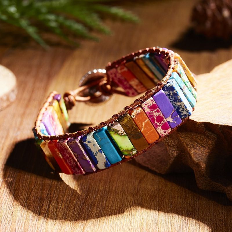 Bracelet En Pierre Arc-en-ciel Unique Pour Femme