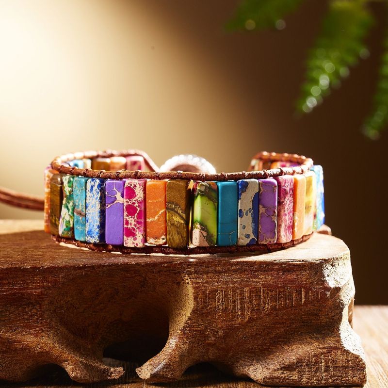 Bracelet En Pierre Arc-en-ciel Unique Pour Femme