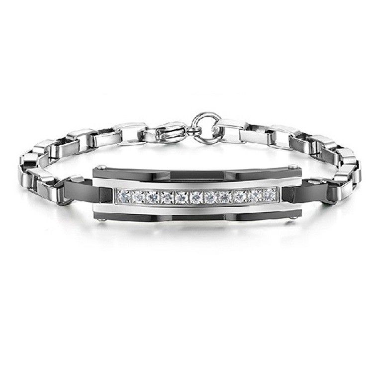 Chaîne De Conception Spéciale En Titane De Mode Avec Bracelet D'amant De Cristal (prix Pour Une Paire)