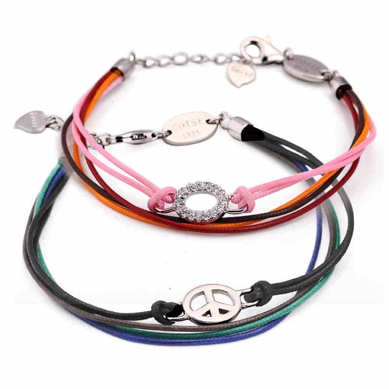 Cordes Multiples Faites À La Main Avec Des Bracelets D'amant De Décoration En Argent Sterling (prix Pour Une Paire)