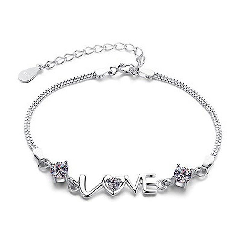 Fashion Sweet S925 Lettres Incrustées D'argent Bracelet "you Are In My Heart" CZ