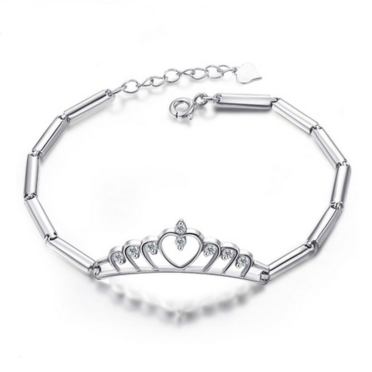 Grande Couronne De Cristal Glamour Et Bracelet En Argent Sterling À Conception Commune