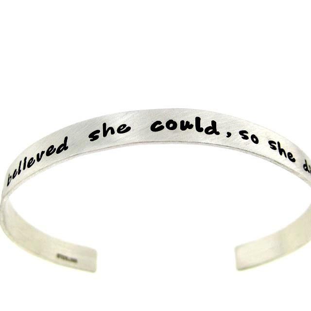 "have Mutual Affinity" Bracelet Manchette En Argent Sterling Estampé À La Main