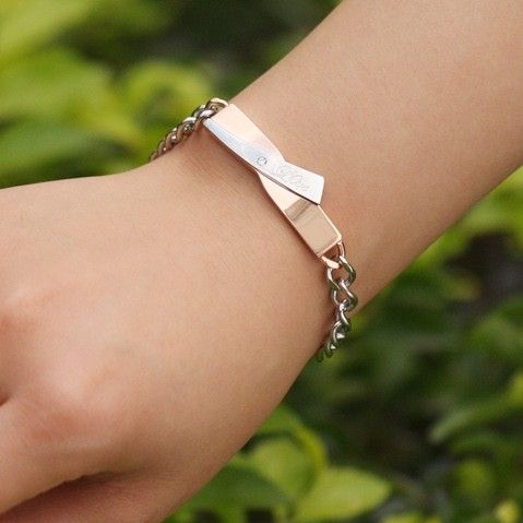 "have Mutual Affinity" Love Theme Bracelets En Acier Au Titane (gravure Gratuite) (prix Pour Une Paire)