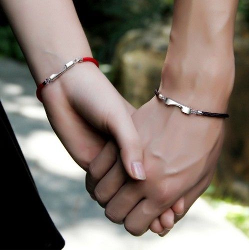 Nouvelle Mode Sweet Match Heart 925 Bracelets D'amant En Argent Sterling (prix Pour Une Paire)