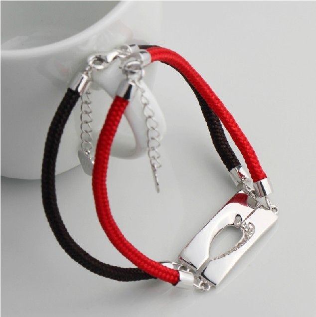 Nouvelle Mode Sweet Match Heart 925 Bracelets D'amant En Argent Sterling (prix Pour Une Paire)