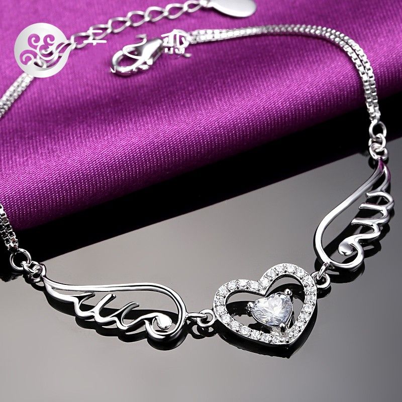 Personnalité Contractée S925 Bracelet Coeur En Zircon Cubique Incrusté D'argent