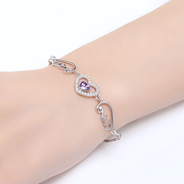 Personnalité Contractée S925 Bracelet Coeur En Zircon Cubique Incrusté D'argent