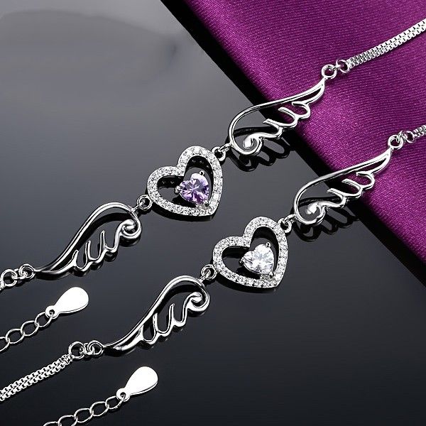 Personnalité Contractée S925 Bracelet Coeur En Zircon Cubique Incrusté D'argent