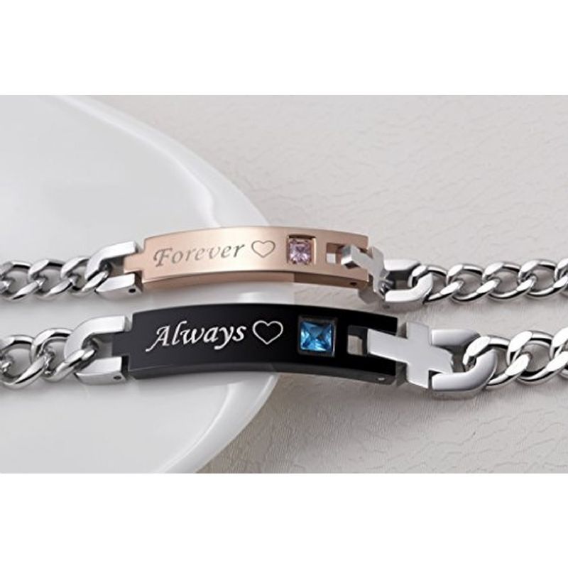 Toujours Et Pour Toujours Bracelets De Couples En Acier Inoxydable Assortis (prix Pour Une Paire)