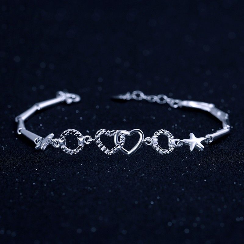 Tout Nouveau Bracelet En Forme De Coeur En Argent Sterling À La Mode Simple