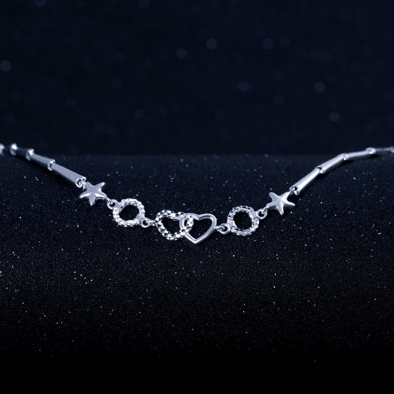 Tout Nouveau Bracelet En Forme De Coeur En Argent Sterling À La Mode Simple