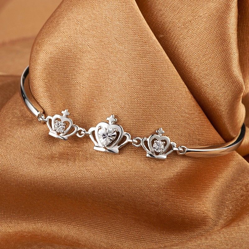 Trois Belles Couronne Avec Bracelet En Argent Sterling Pour Femme Strass