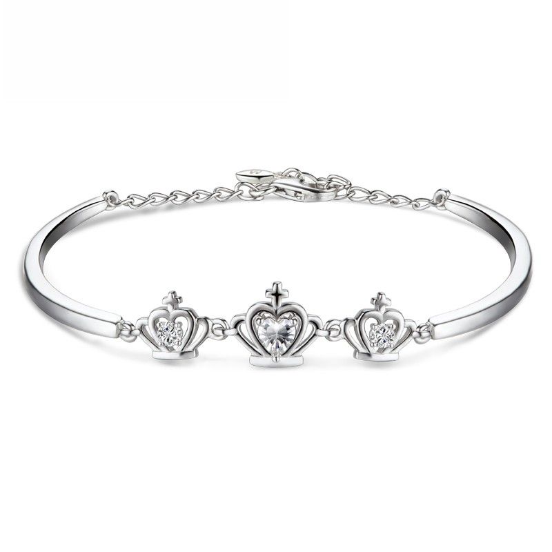 Trois Belles Couronne Avec Bracelet En Argent Sterling Pour Femme Strass